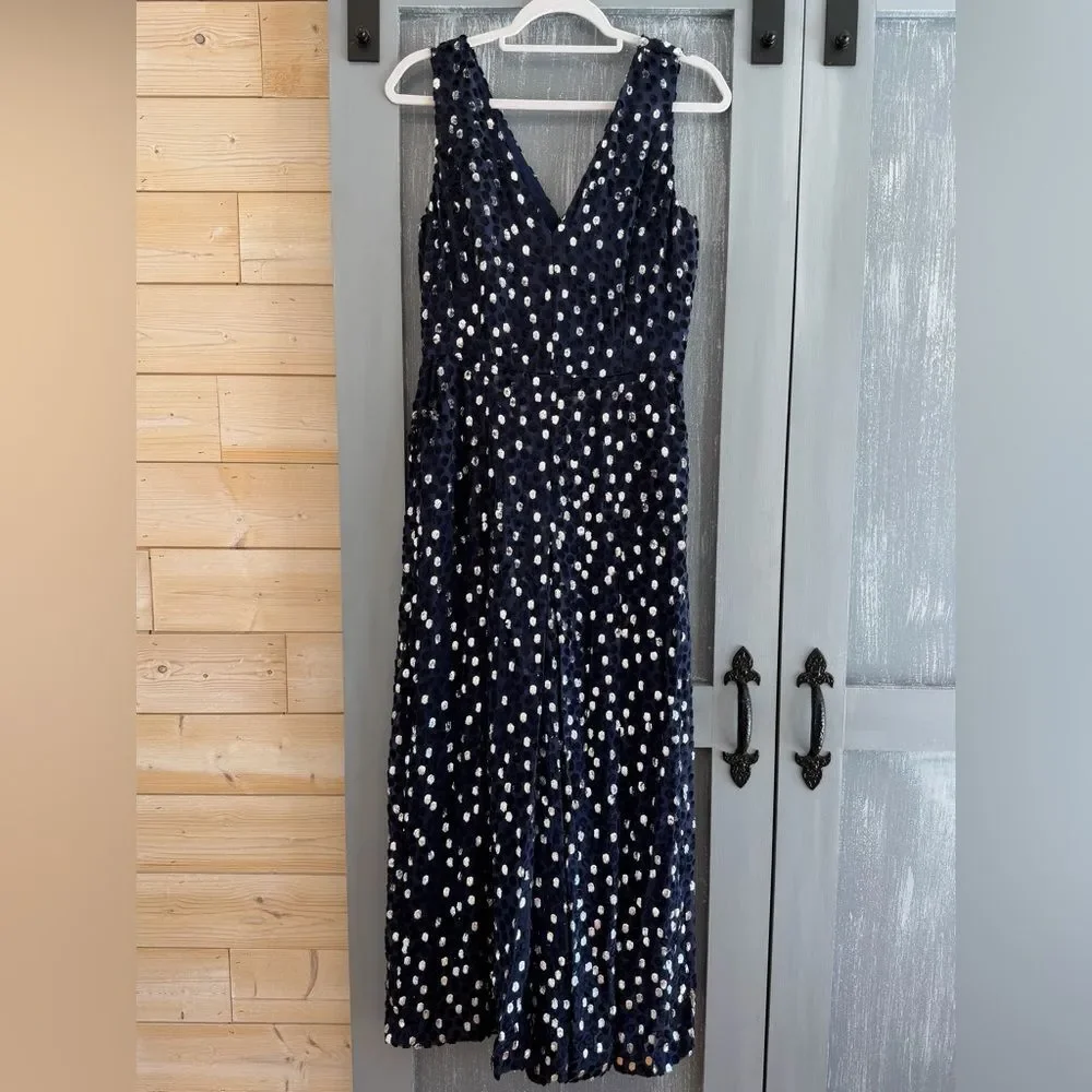Kate Spade Scatter Dot Burnout Velvet Jumpsuit NWOT Size 4